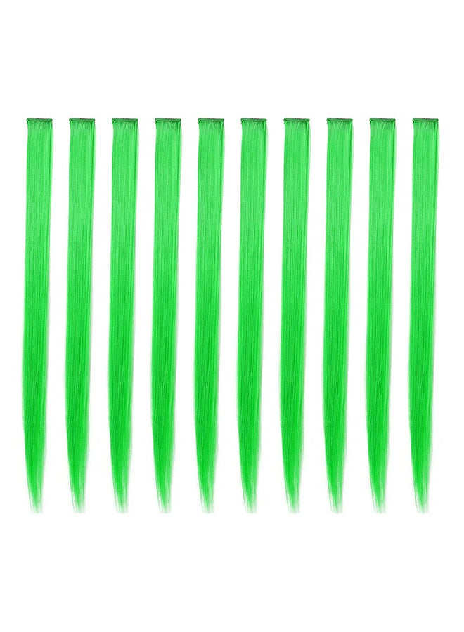 ون دور مجموعة وصلات شعر مسترسلة ومزودة بمشبك، من 10 قطع أخضر 23بوصة