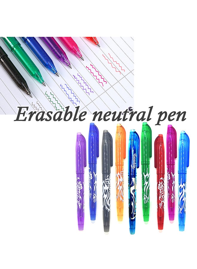 9-Piece Erasable Bullet Neutral Pen Set Multicolour - Image 5