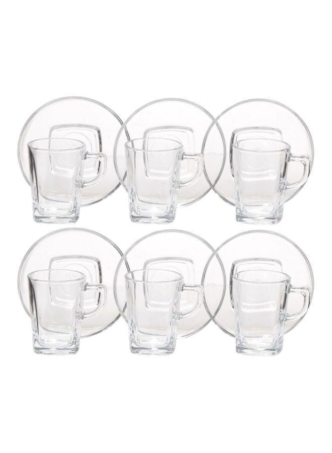 Pasabahce 12-Piece Cup And Saucer Set Clear  - Image 1