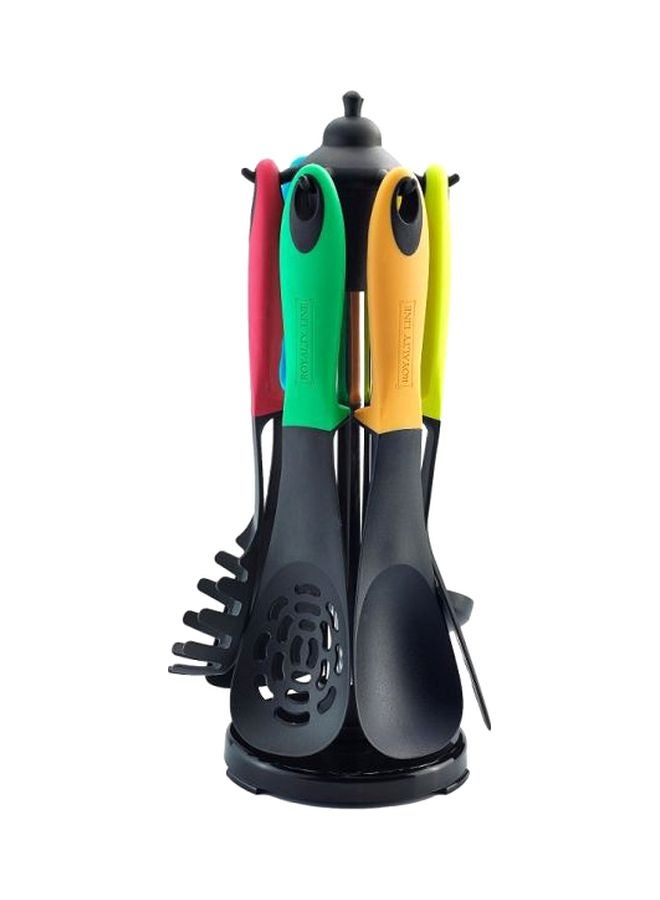 Royalty Line 6-Piece Utensil Set With Rotating Stand Black/Green/Yellow  - Image 1