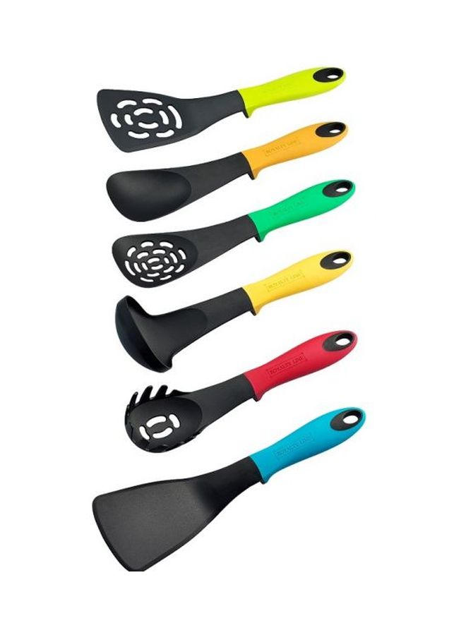 Royalty Line 6-Piece Utensil Set With Rotating Stand Black/Green/Yellow  - Image 2