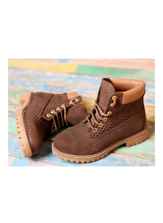 دارك وود حذاء بوت برباط من جلد النوبوك بني - Image 3