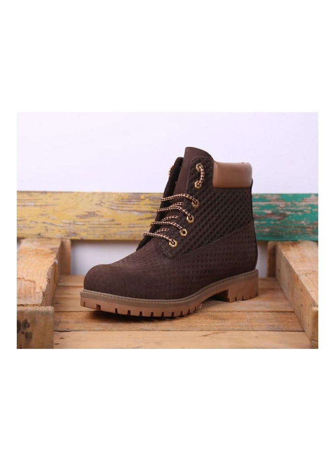 دارك وود حذاء بوت برباط من جلد النوبوك بني - Image 4