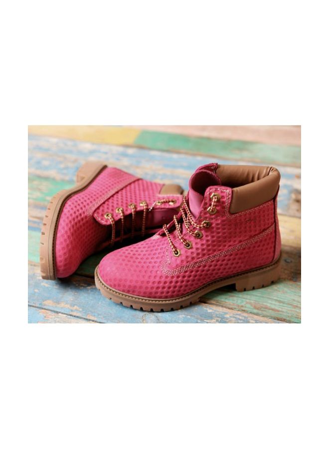 Darkwood Nubuck Lace-up Boots Pink - Image 3