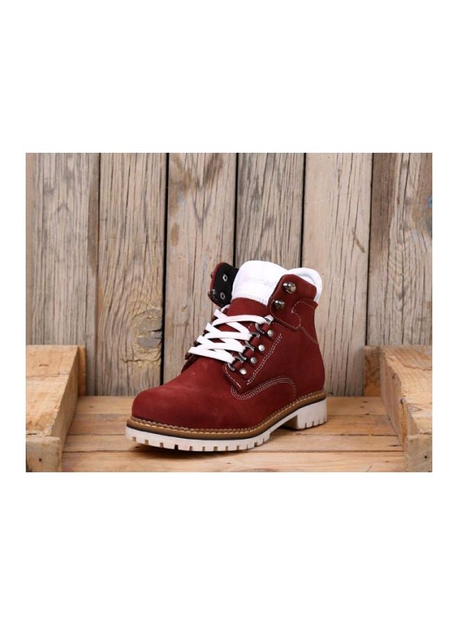 Darkwood Nubuck Lace-up Boots Brick - Image 4