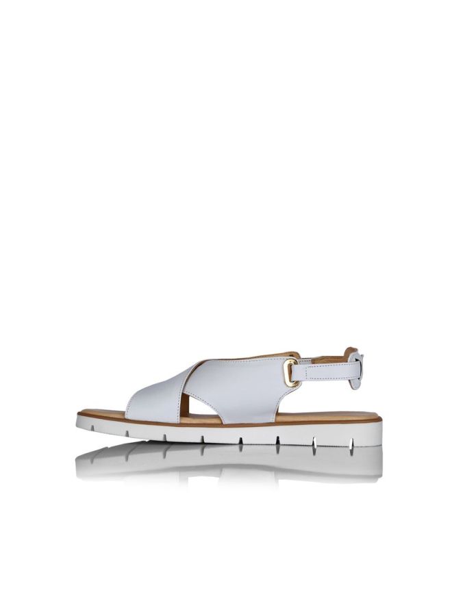 Darkwood Leather Flat Sandals White/Beige  - Image 2