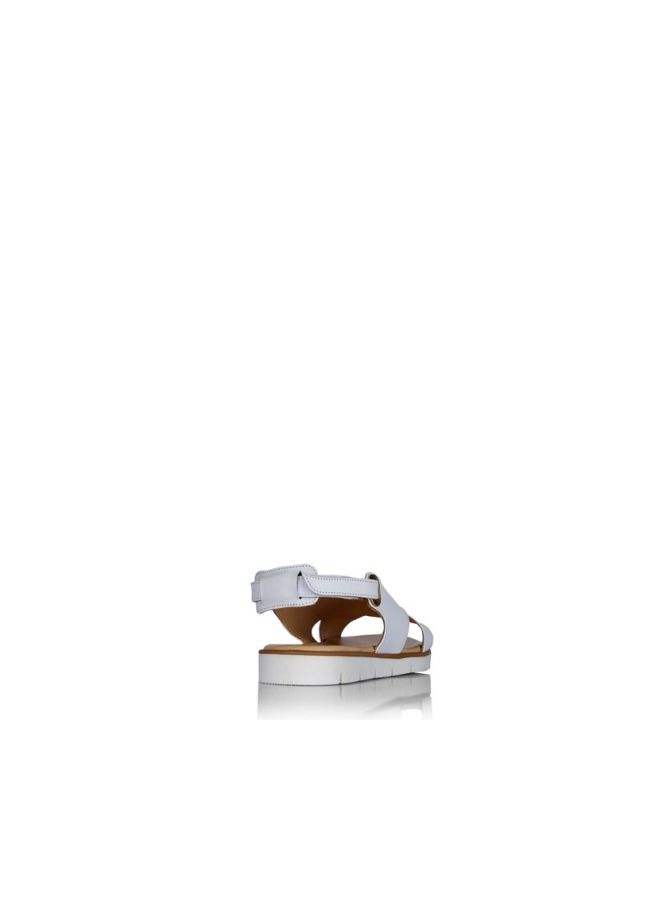 Darkwood Leather Flat Sandals White/Beige  - Image 3