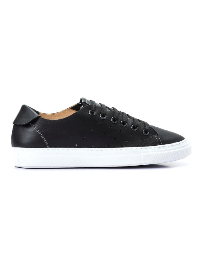 Darkwood Leather Lace-Up Sneakers Black  - Image 2