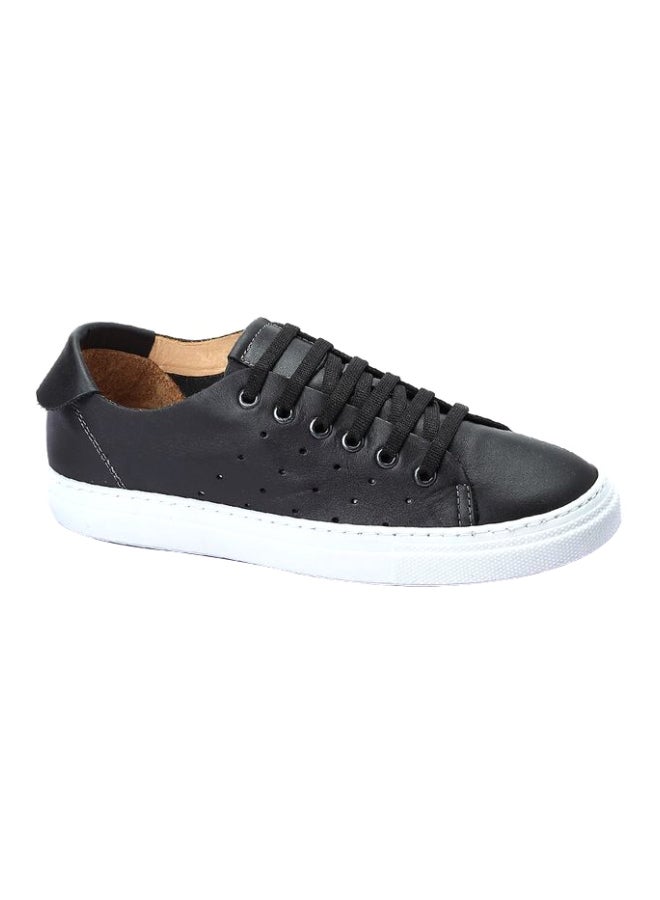 Darkwood Leather Lace-Up Sneakers Black  - Image 1