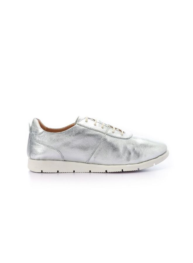 Darkwood Metallic Lace Up Sneakers Silver - Image 2