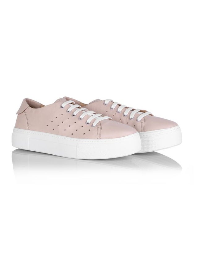 Darkwood Lace-up Leather Sneakers Nude - Image 4