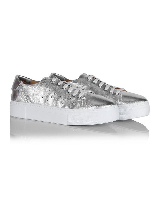 Darkwood Lace-up Leather Sneakers Silver/White - Image 2
