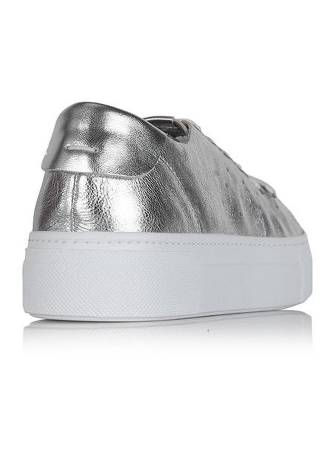 Darkwood Lace-up Leather Sneakers Silver/White - Image 3