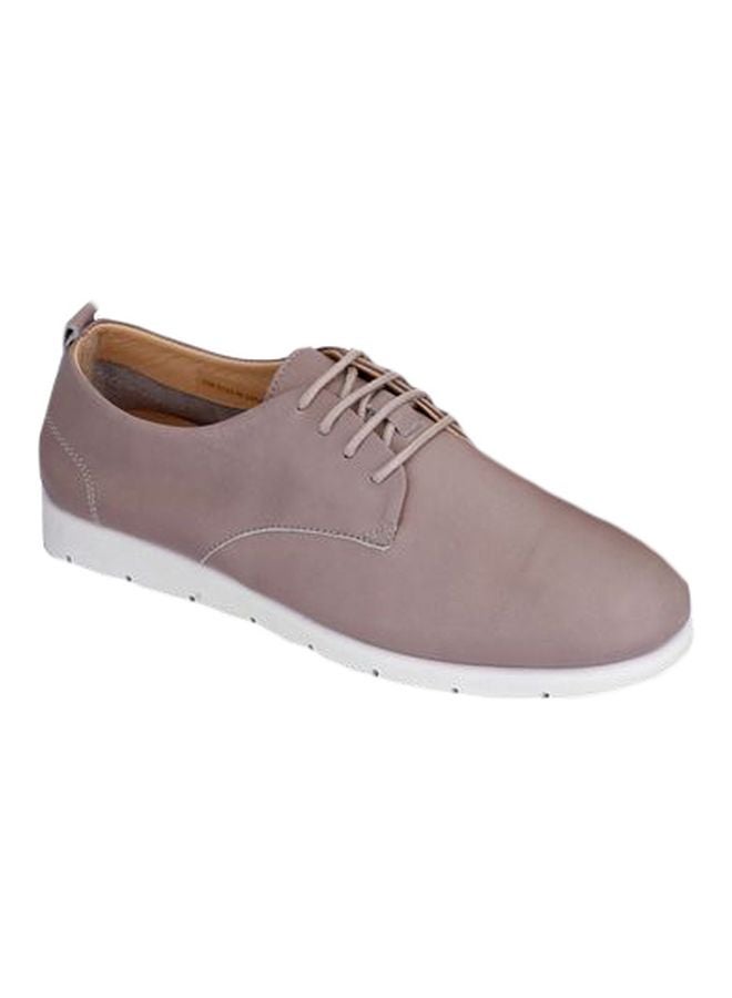 Darkwood Leather Lace-Up Sneakers Mink - Image 1