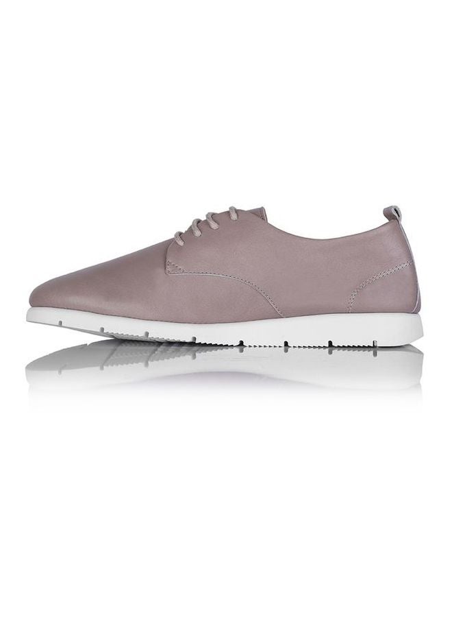 Darkwood Leather Lace-Up Sneakers Mink - Image 2