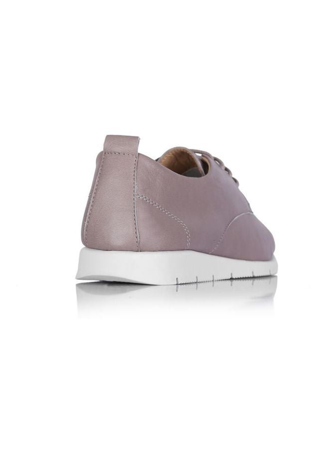 Darkwood Leather Lace-Up Sneakers Mink - Image 3