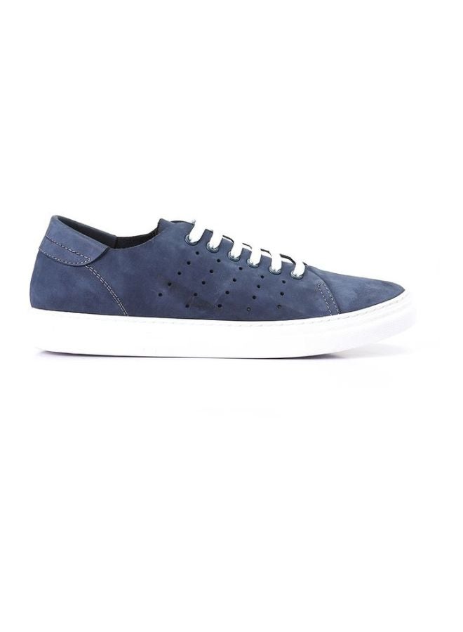 Darkwood Leather Lace-Up Sneakers Navy - Image 2