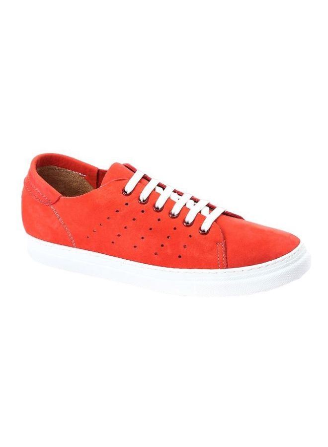 Darkwood Leather Lace-Up Sneakers Red  - Image 1