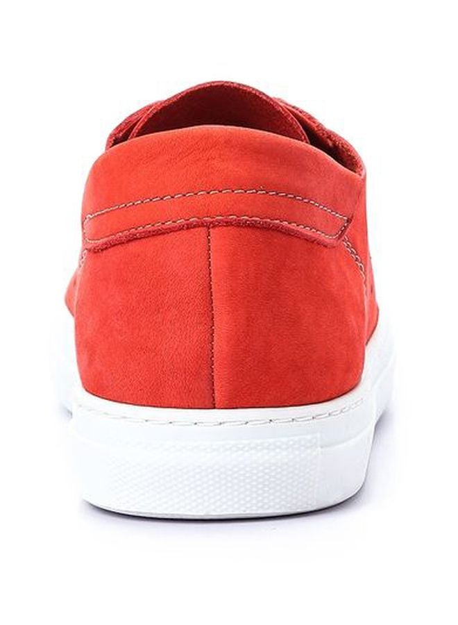 Darkwood Leather Lace-Up Sneakers Red  - Image 3
