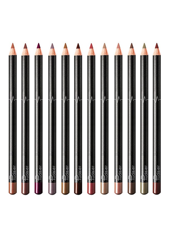 Generic 12 Color Waterproof Long Lasting Lip Liner Pencil Multicolour 
