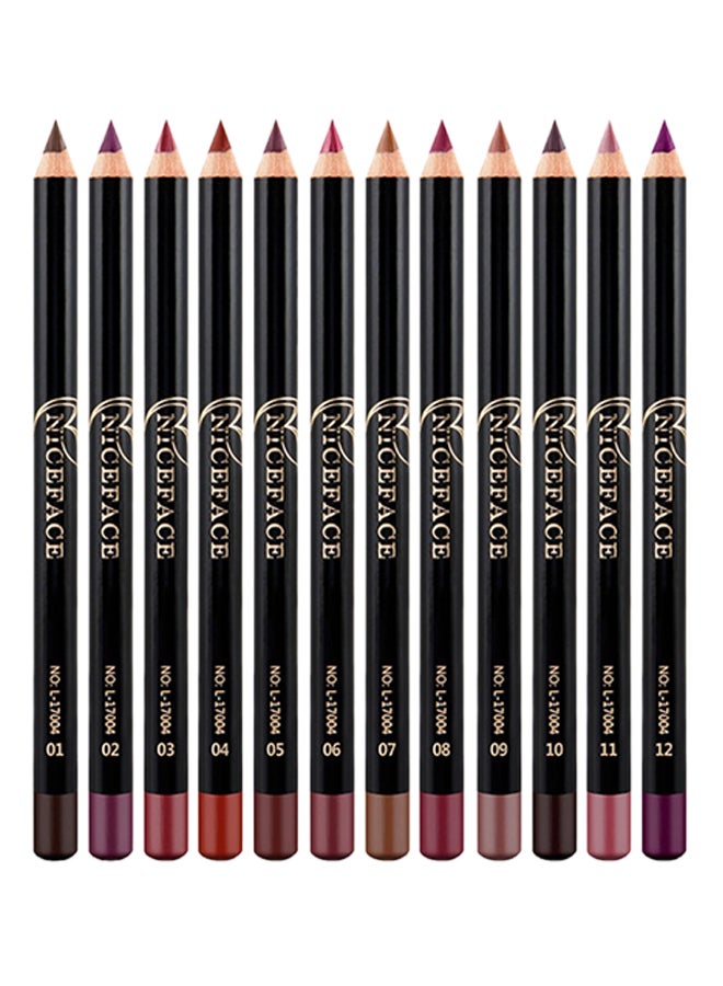 NICEFACE - 12-Piece Waterproof Lipliner Pencil Set Multicolour - Image 1