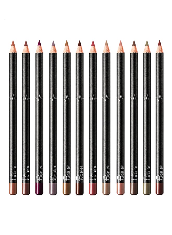 Generic 12 Color Waterproof Long Lasting Lip Liner Pencil Multicolour 