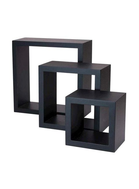 3-Piece Wooden Shelves Black