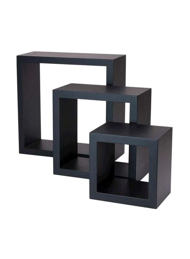 مجموعة أرفف خشبية مكونة من 3 قطع أسود - Image 1