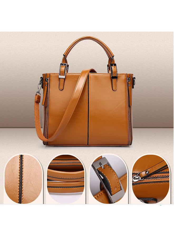 MISS LULU - Casual Pu Leather Shoulder Bag Brown - Image 1