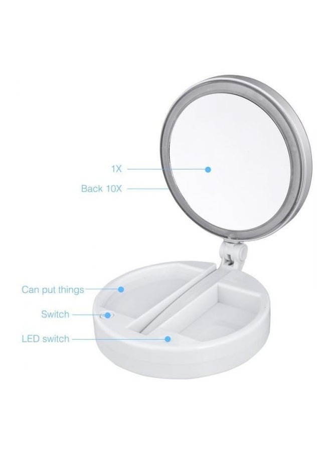 Generic - My Fold Away Makeup Mirror With LED Lights White/Silver - Image 1