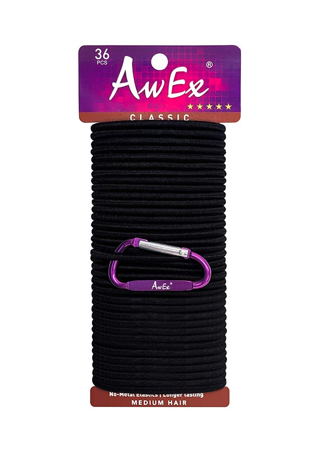 AwEx 36-Piece Strong Hair Elastics With Ponytail Holder Set Black - Image 1