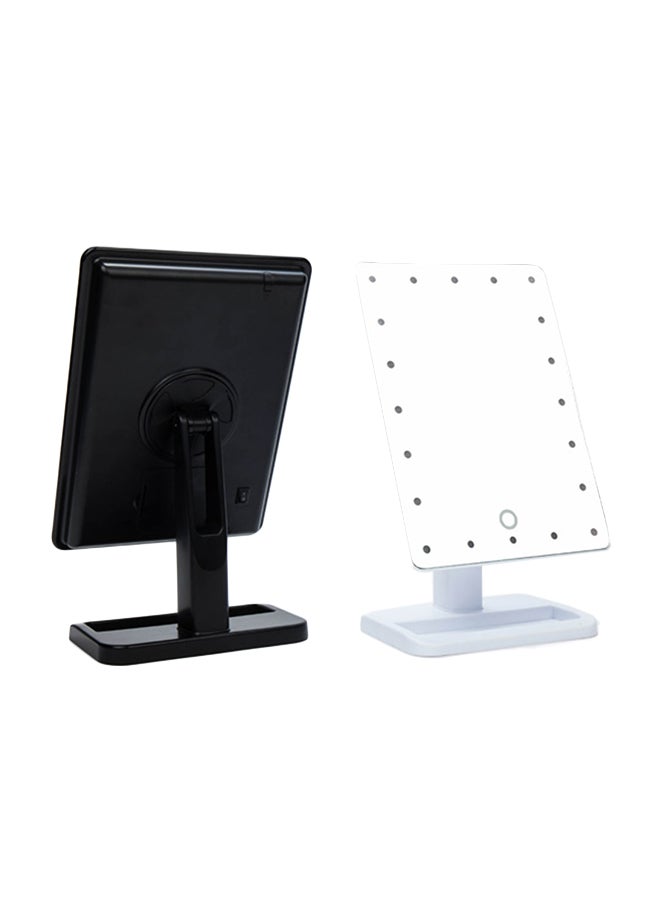 مرآة بحامل لسطح المكتب مزودة بـ20 مصباح LED أسود - Image 1