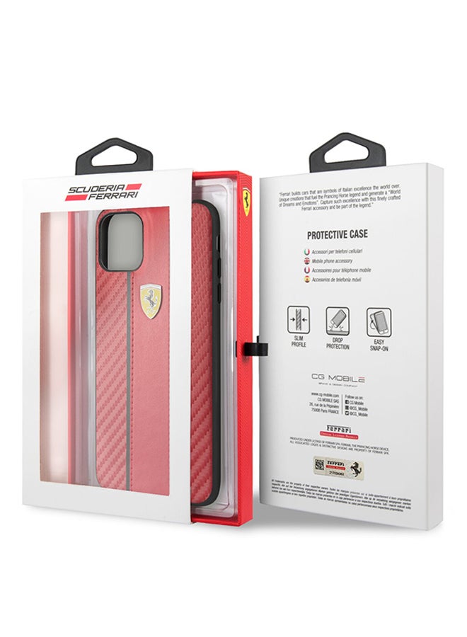 Carbon PU Leather Hard Case For Apple iPhone XI Red