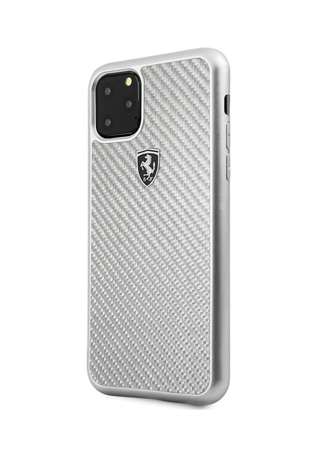 فيراري غطاء حماية صلب بتصميم تراثي مصنوع من الكربون الحقيقي لهاتف أبل آيفون XI فضي - Image 3