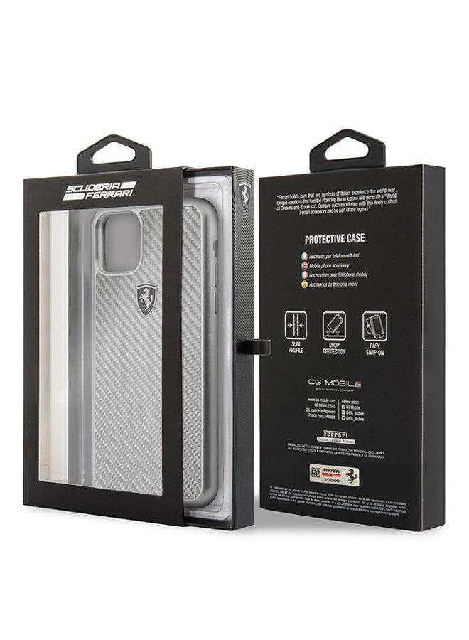 فيراري غطاء حماية صلب بتصميم تراثي مصنوع من الكربون الحقيقي لهاتف أبل آيفون XI فضي - Image 5