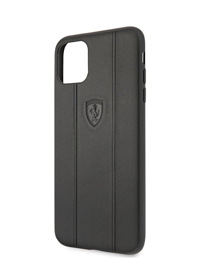 Ferrari Off Track Leather Hard Case With Embossed Lines For Apple iPhone 11 Pro Black - Image 1
