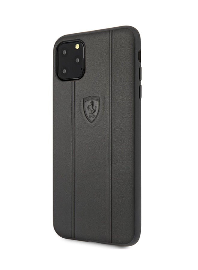 Ferrari Off Track Leather Hard Case With Embossed Lines For Apple iPhone 11 Pro Black - Image 3