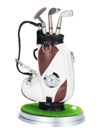 Golf Club Pen Holder With Mini Clock Attached White Brown - v1568103602/N29594334A_1