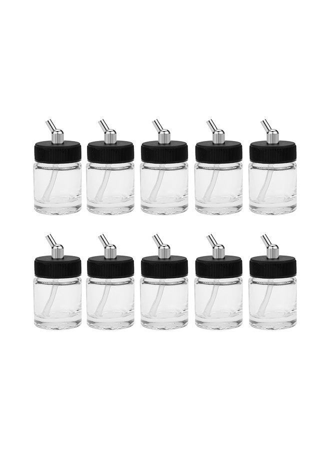 10-Piece Glass Bottles Airbrush Set Clear 18.5x7.5x8centimeter - Image 1