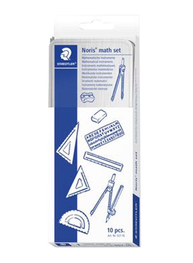 STAEDTLER 10-Piece Drawing Measuring Tool Set Blue/Silver 