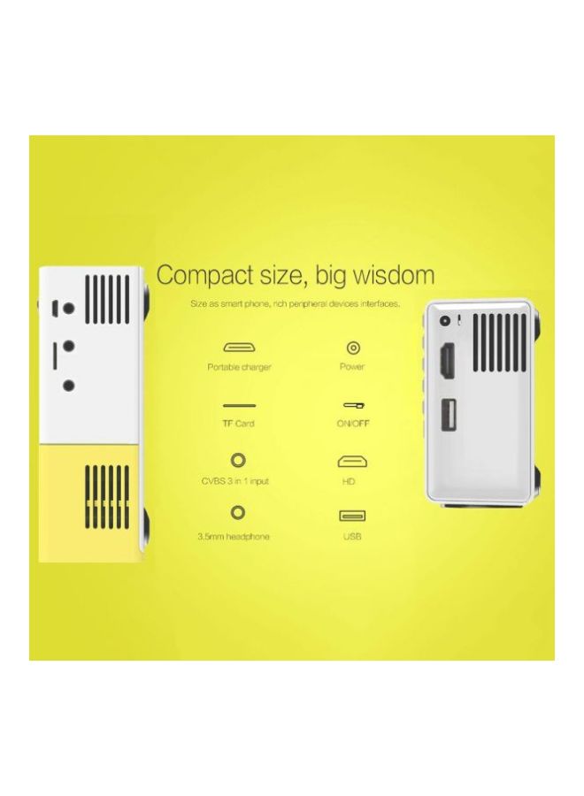 Mini LED HD USB Projector Yellow/White - Image 2
