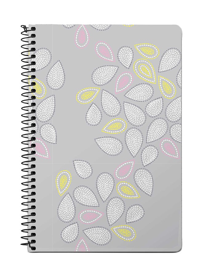 ستايلايزد دفتر ملاحظات بسلك لولبي بتصميم غرز على شكل قطرات دموع مقاس A5 رمادي