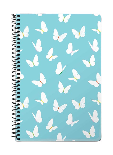 Fluttering Butterfly A5 Spiral Notebook Blue/White
