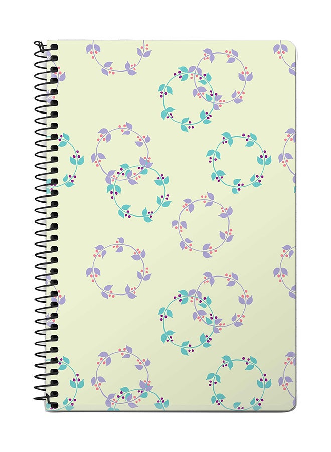 Stylizedd Floral Wreath A5 Spiral Notebook Green/Blue/Purple