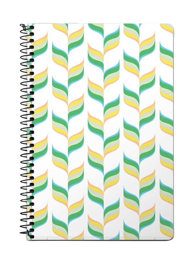 Stylizedd Retro Leaves A5 Spiral Notebook White/Green/Yellow