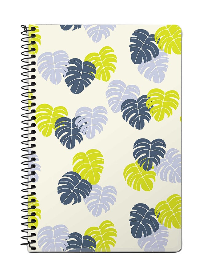 Stylizedd Island Leaves A5 Spiral Notebook White/Grey/Yellow