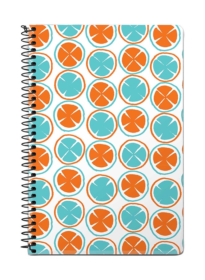 ستايلايزد دفتر ملاحظات بسلك مقاس A5 بتصميم حمضيات مستديرة أبيض/ أزرق/ برتقالي