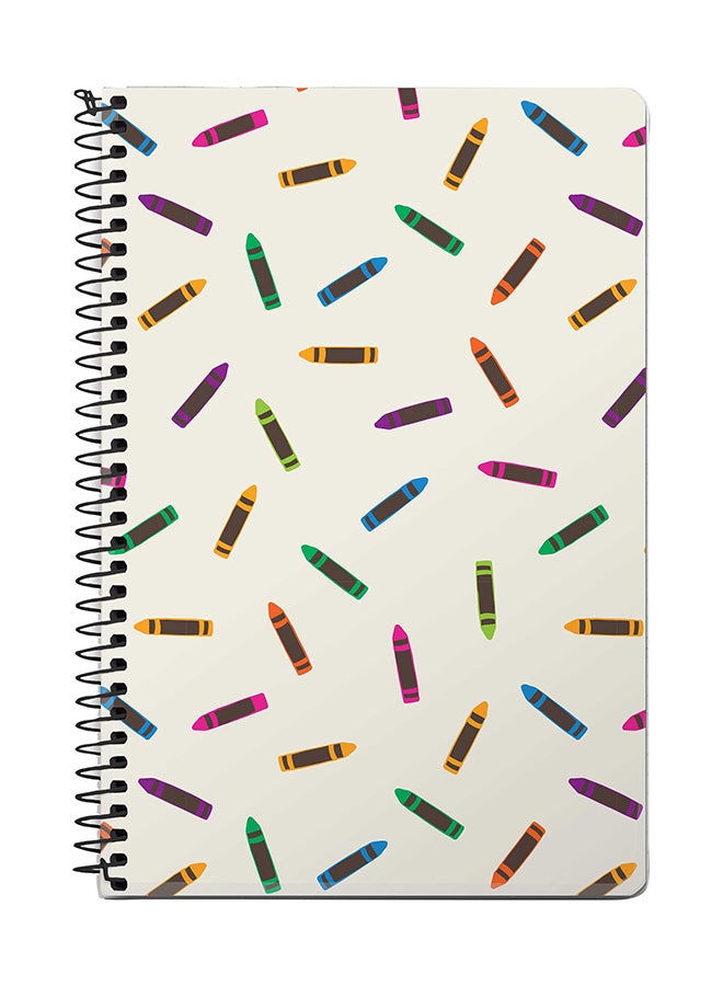ستايلايزد دفتر ملاحظات سلك مقاس A5 بتصميم أقلام شمع رمادي