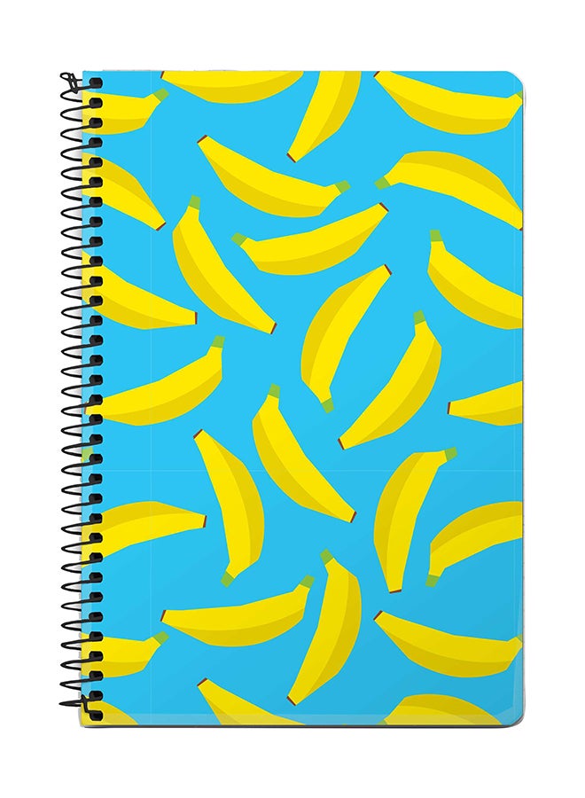 Stylizedd Scattered Bananas A5 Spiral Notebook Blue/Yellow