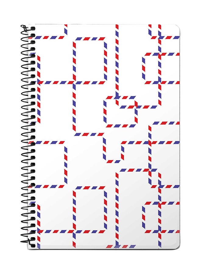 ستايلايزد دفتر ملاحظات سلك مقاس A5 بتصميم سلاسل البريد أبيض/أزرق/أحمر